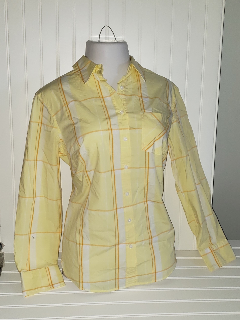 Yellow Plaid Button-Up Women’s Shirt Sz 14